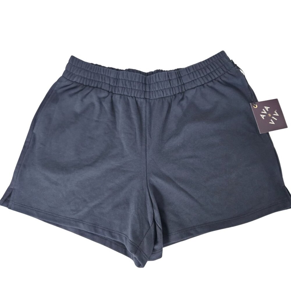 Ava & Viv Womens Size 1X Charcoal Black Elastic Waist Pockets Casual Shorts